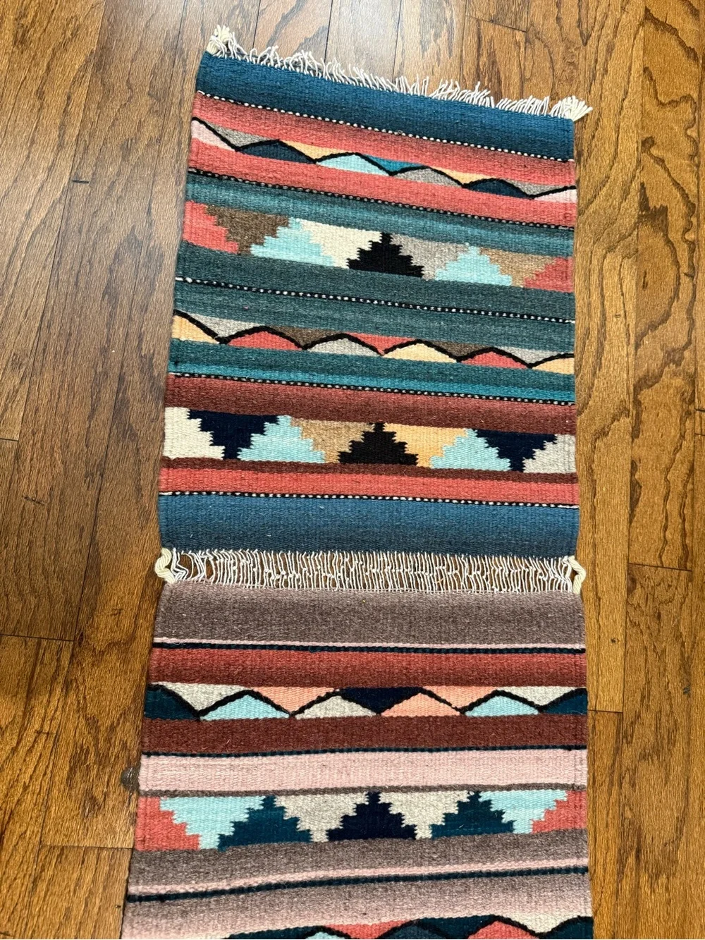 Vintage Southwestern Hand Woven Wool Table Runner Rug 16